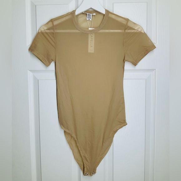 Tan Cream Mesh Bodysuit - Picture 4 of 7